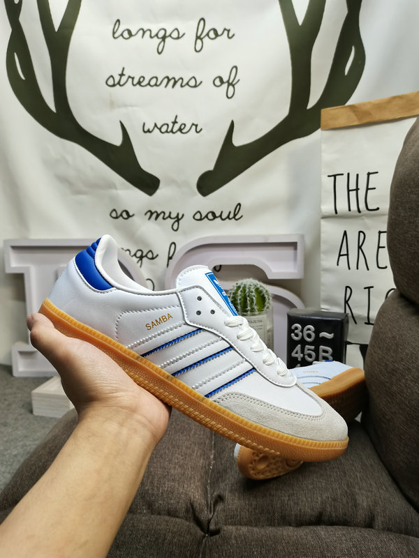 Adidas Samba White Blue – Classic Leather Sneakers