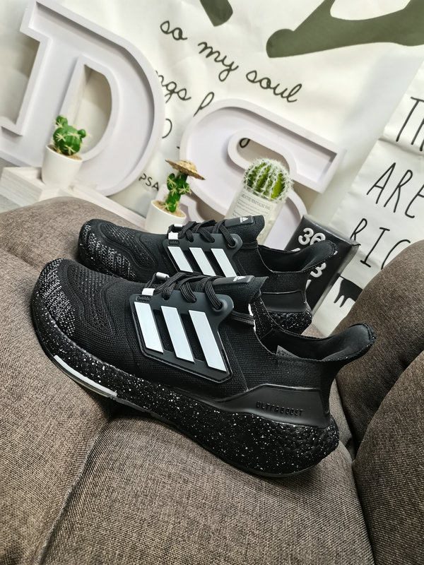 Adidas Ultraboost 22 Black – White Stripes – Running Shoes