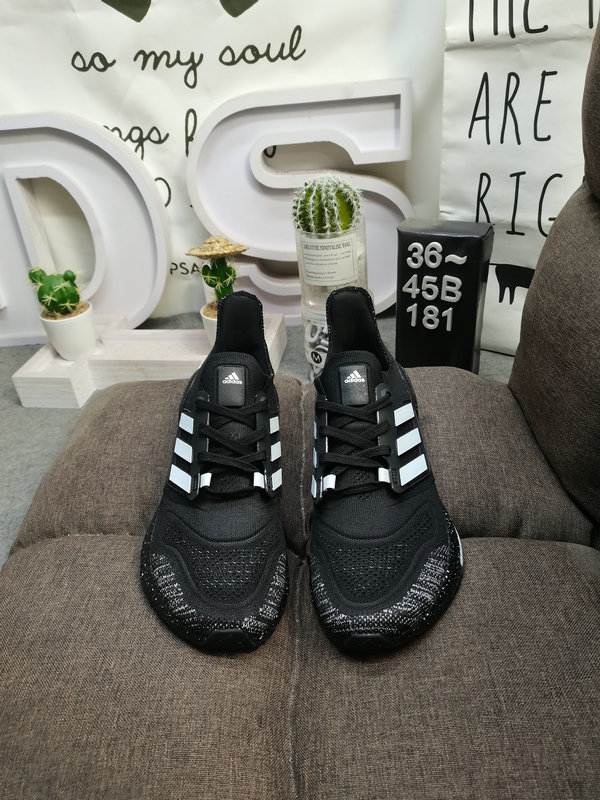 Adidas Ultraboost 22 Black – White Stripes – Running Shoes