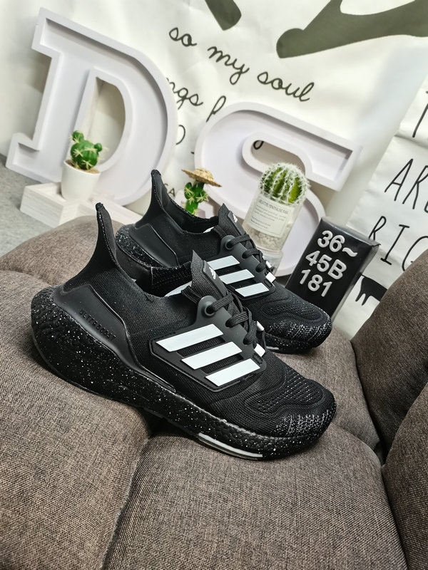 Adidas Ultraboost 22 Black – White Stripes – Running Shoes