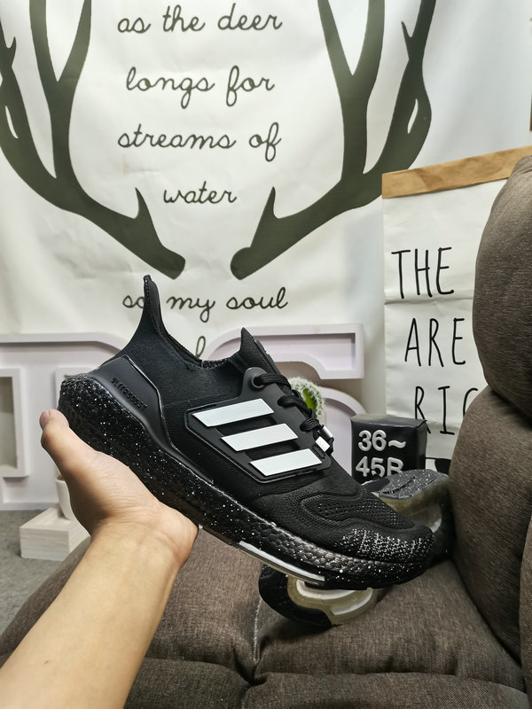 Adidas Ultraboost 22 Black – White Stripes – Running Shoes